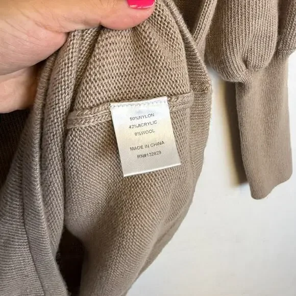 NWT Lovers + Friends Noah Mini Sweater Dress Turtleneck Taupe Beige - XS - Picture 5 of 9